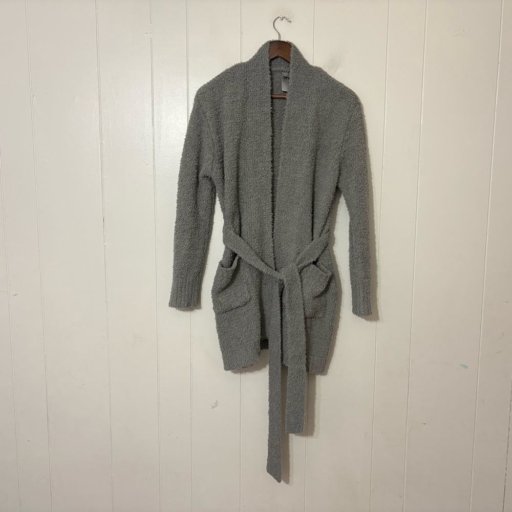 SKIMS Cozy Knit Bouclé Robe Cardigan Smoke Gray Belted Lounge Sweater XXS/XS